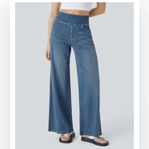Halara Flex™ High Waisted Pockets Baggy Wide Leg Washed Casual Jeans TWO PAIRS